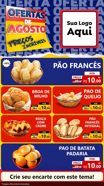Modelo de TV para TV Vertical com o tema Ofertas de Agosto - Preços Incríveis para Padaria