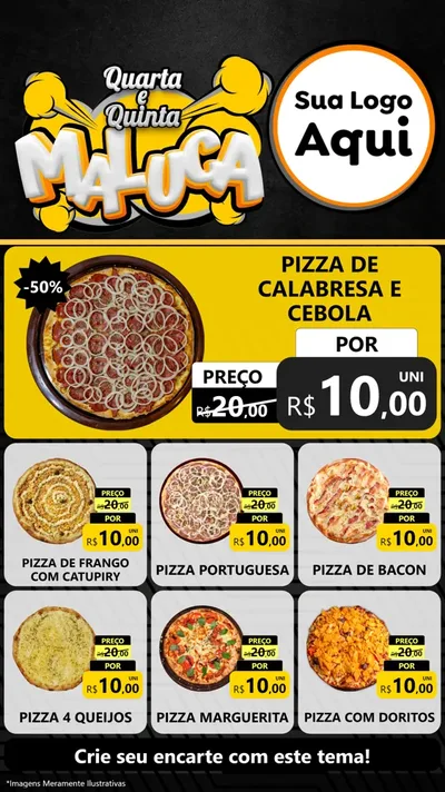 Modelo de Rede Social para Stories com o tema Quarta e Quinta Maluca para Pizzaria