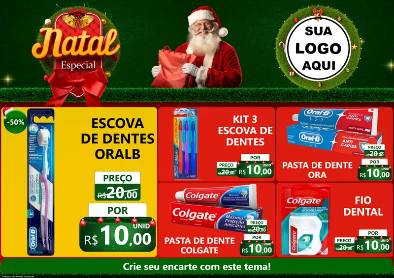 Modelo de Encarte para Encarte A4 Horizontal com o tema Natal Especial para Higiene Pessoal