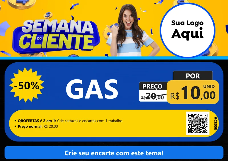 Modelo de Cartaz para Cartaz A4 Horizontal com o tema Semana do Cliente para Água e gás
