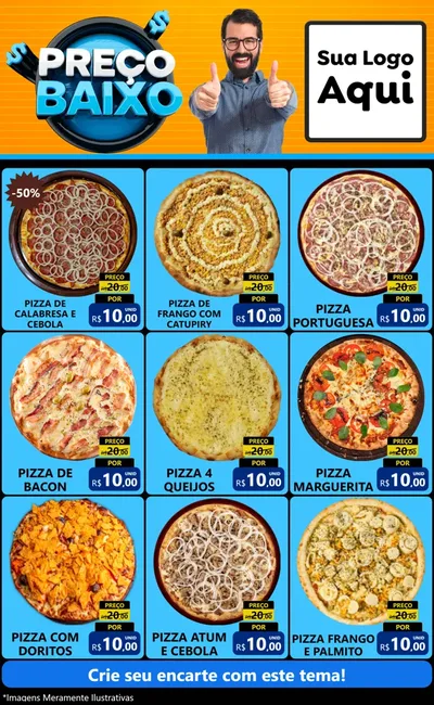 Modelo de Encarte para Encarte Grande com o tema Preço Baixo para Pizzaria