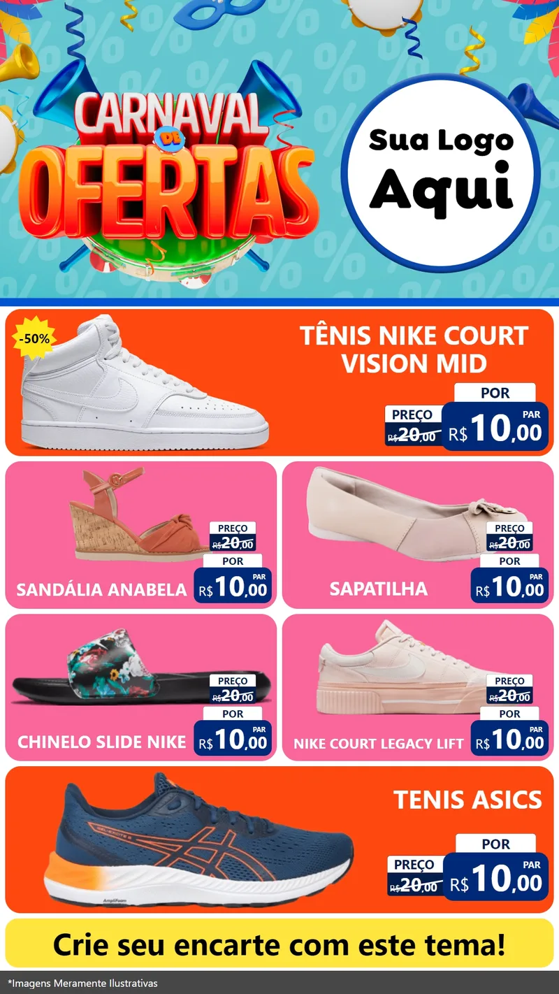 Modelo de TV para TV Vertical com o tema Carnaval de Ofertas para Calçados