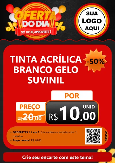 Modelo de Cartaz para Cartaz A4 Vertical com o tema Oferta do Dia - Só hoje, Aproveite! para Tintas e Ferramentas
