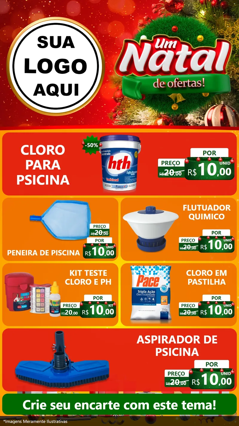 Modelo de TV para TV Vertical com o tema Um Natal de Ofertas para Produtos para Piscina