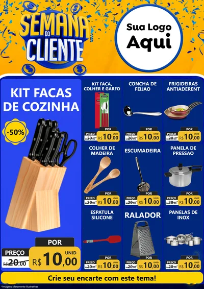Modelo de Encarte para Encarte A4 Vertical com o tema Semana do Cliente para Utilidades Domésticas