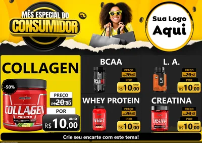 Modelo de Encarte para Encarte A4 Horizontal com o tema Mês Especial do Consumidor para Suplementos alimentares
