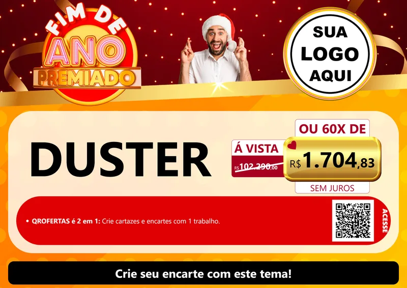 Modelo de Cartaz para Cartaz A4 Horizontal com o tema Fim de Ano Premiado para Concessionaria de Carros