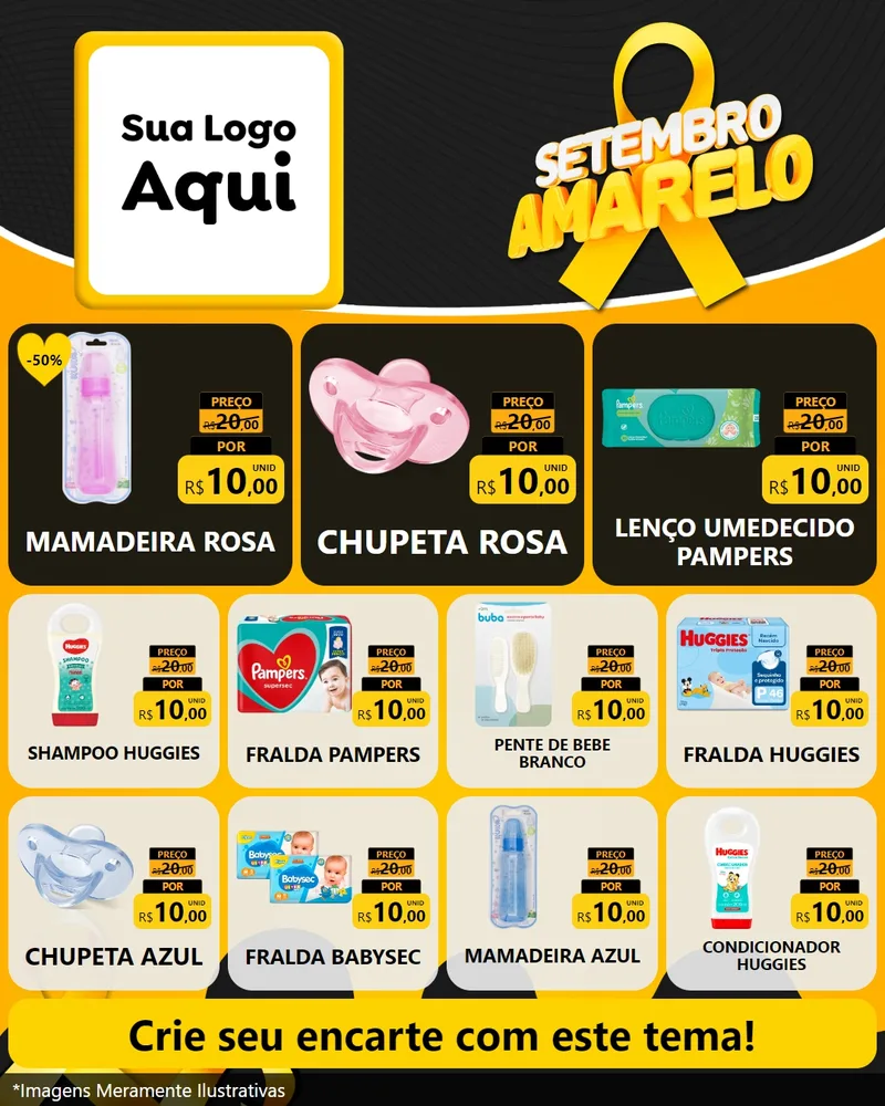 Modelo de Rede Social para Feed Instagram com o tema Setembro Amarelo para Bebês