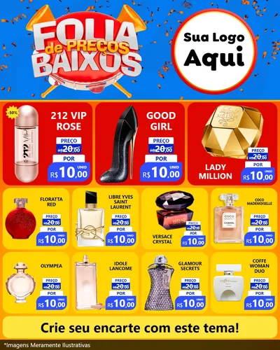 Modelo de Rede Social para Feed Instagram com o tema Folia de Preços Baixos para Perfumes