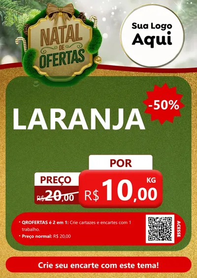 Modelo de Cartaz para Cartaz A4 Vertical com o tema Ofertas de Natal para Hortifrúti