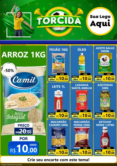 Modelo de Encarte para Encarte A4 Vertical com o tema Torcida para Supermercado