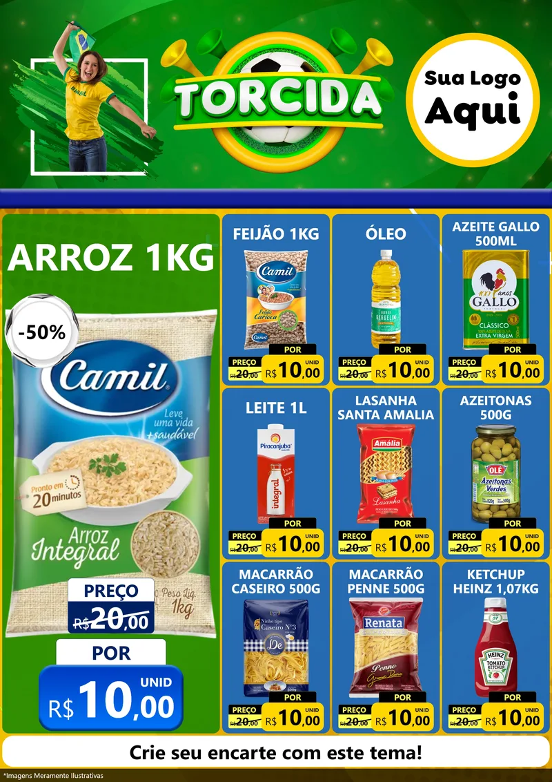 Modelo de Encarte para Encarte A4 Vertical com o tema Torcida para Supermercado