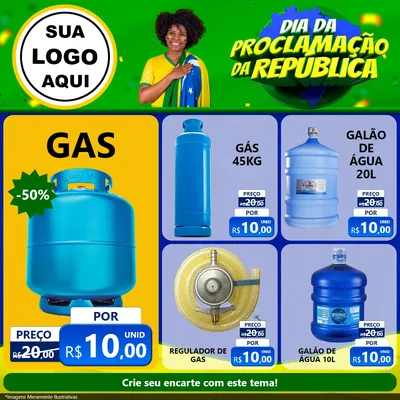 Modelo de Rede Social para Feed Facebook com o tema Dia Da Proclamação Da República para Água e gás