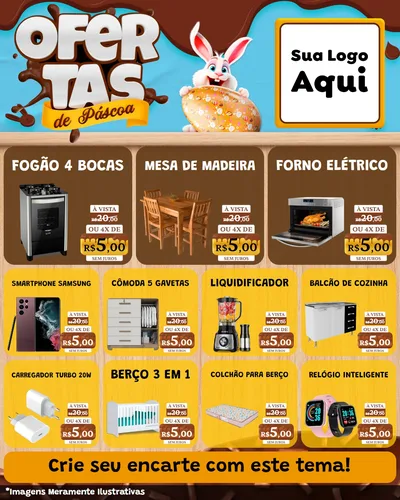 Modelo de Rede Social para Feed Instagram com o tema Ofertas de Páscoa para Móveis e Eletro