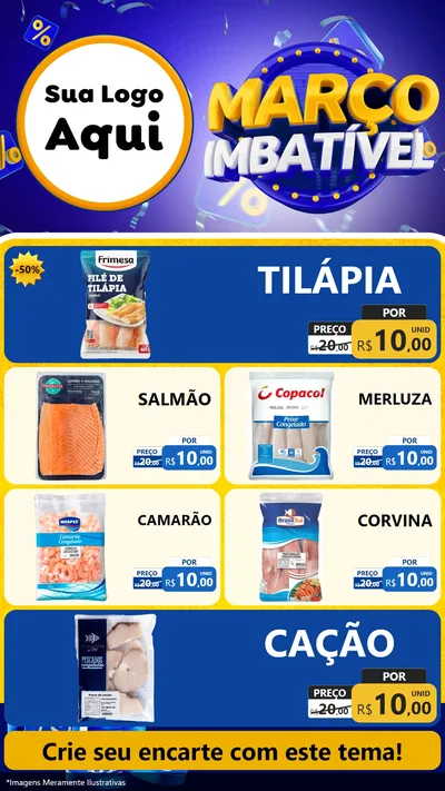 Modelo de TV para TV Vertical com o tema Março Imbatível para Peixaria