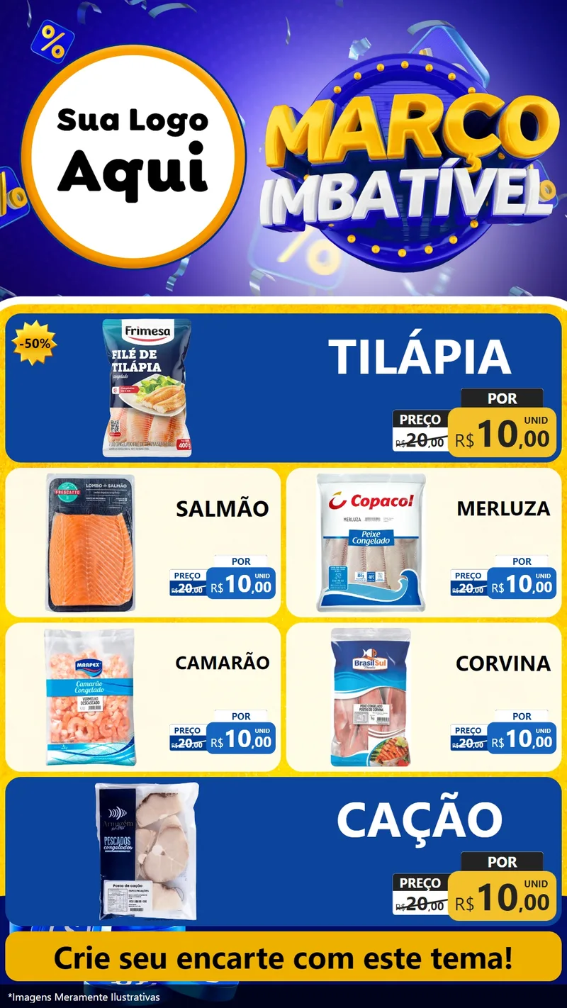 Modelo de TV para TV Vertical com o tema Março Imbatível para Peixaria