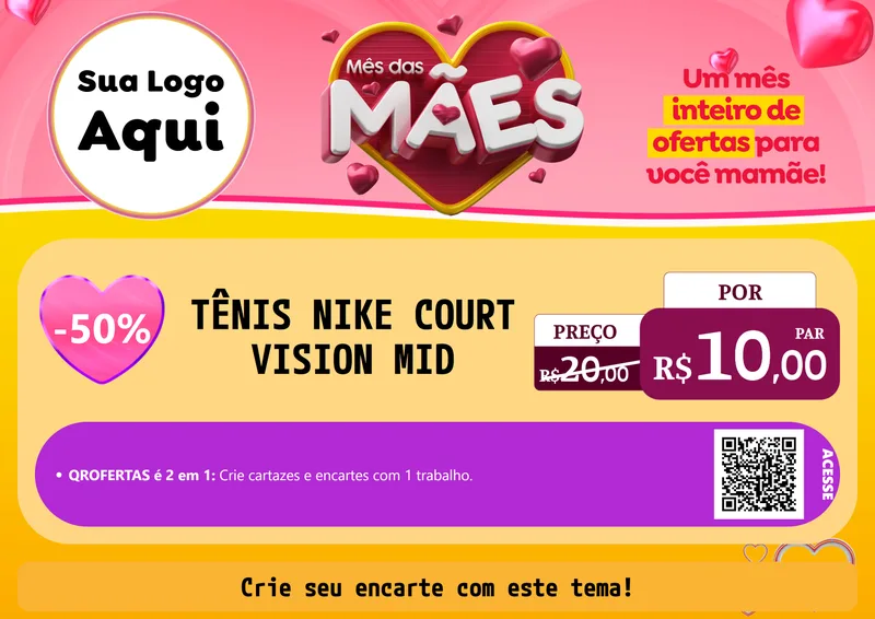 Modelo de Cartaz para Cartaz A4 Horizontal com o tema Mês das Mães para Calçados