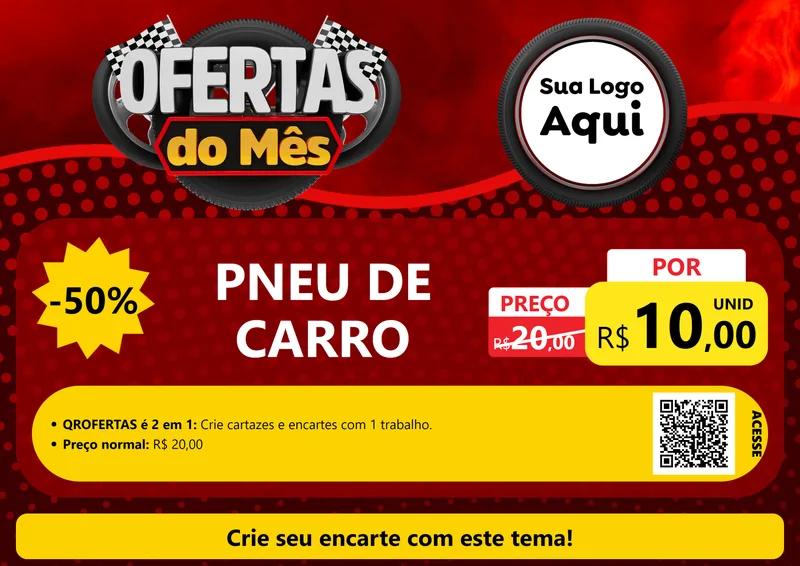 Modelo de Cartaz para Cartaz A4 Horizontal com o tema Ofertas do Mês - Autopeças para Auto peças