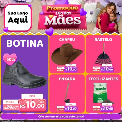 Modelo de Rede Social para Feed Facebook com o tema Promoção Dia das Mães para Agropecuária