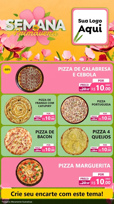 Modelo de TV para TV Vertical com o tema Semana da Primavera para Pizzaria