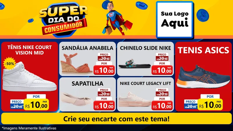 Modelo de TV para TV Horizontal com o tema Super Dia do Consumidor para Calçados
