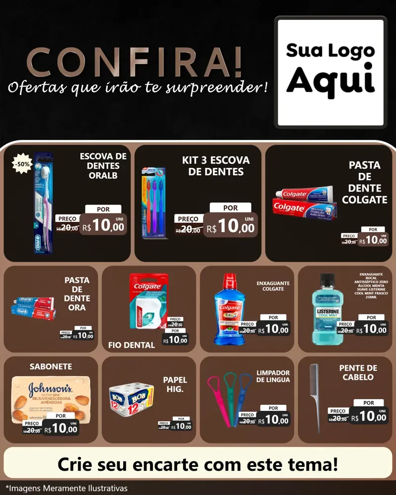 Modelo de Rede Social para Feed Instagram com o tema Confira! Ofertas que irão te surpreender! para Higiene Pessoal