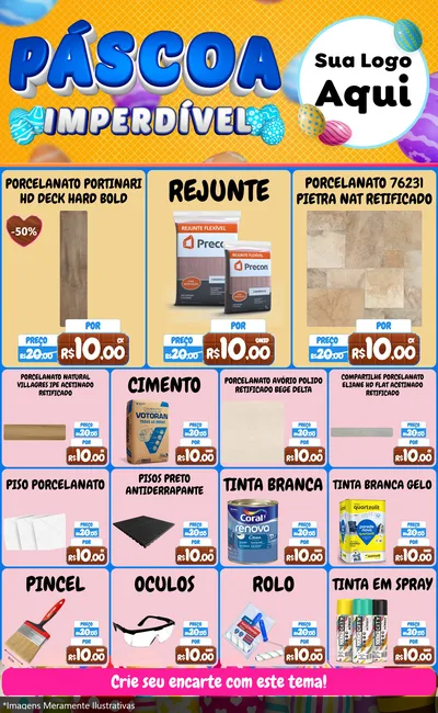 Modelo de Encarte para Encarte Grande com o tema Páscoa Imperdível para Pisos e revestimentos