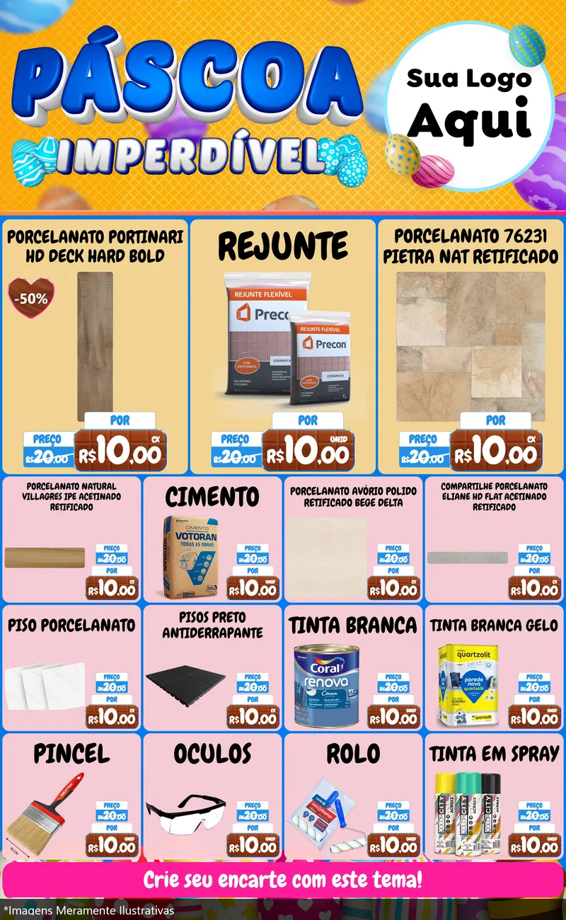 Modelo de Encarte para Encarte Grande com o tema Páscoa Imperdível para Pisos e revestimentos