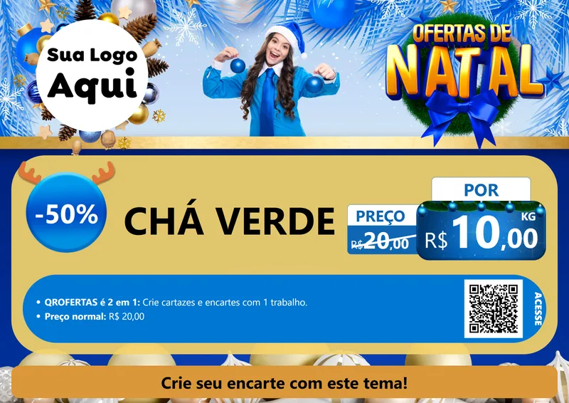 Modelo de Cartaz para Cartaz A4 Horizontal com o tema Ofertas de Natal para Produtos Naturais