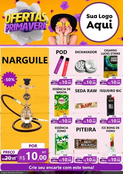 Modelo de Encarte para Encarte A4 Vertical com o tema Ofertas Da Primavera para Tabacaria