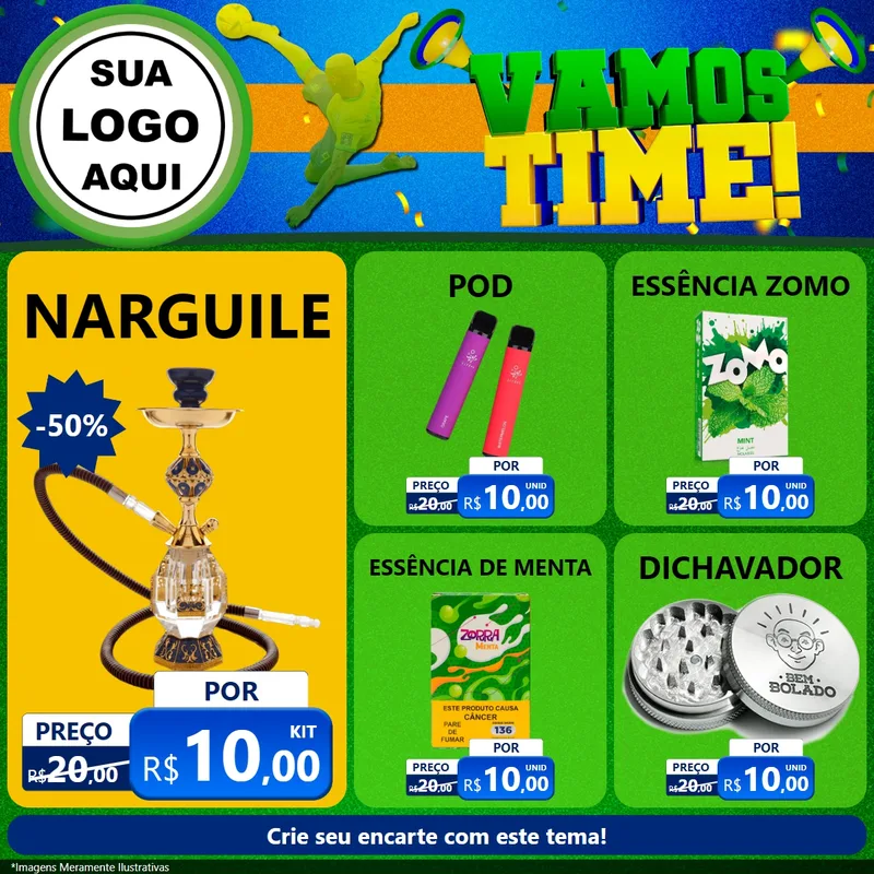 Modelo de Rede Social para Feed Facebook com o tema Vamos Time! para Tabacaria