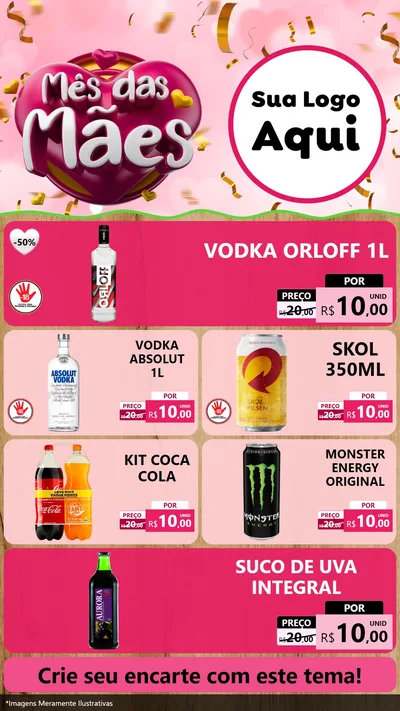 Modelo de TV para TV Vertical com o tema Mês das Mães para Distribuidora de bebidas