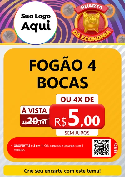 Modelo de Cartaz para Cartaz A4 Vertical com o tema Quarta da Economia para Móveis e Eletro