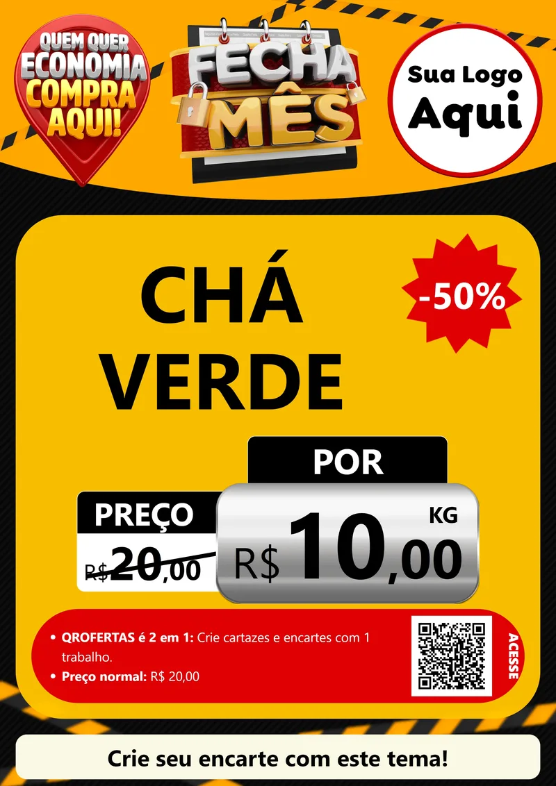 Modelo de Cartaz para Cartaz A4 Vertical com o tema Fecha Mês para Produtos Naturais