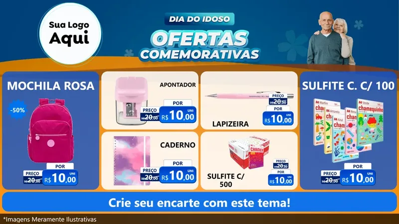 Modelo de TV para TV Horizontal com o tema Dia do Idoso para Papelaria