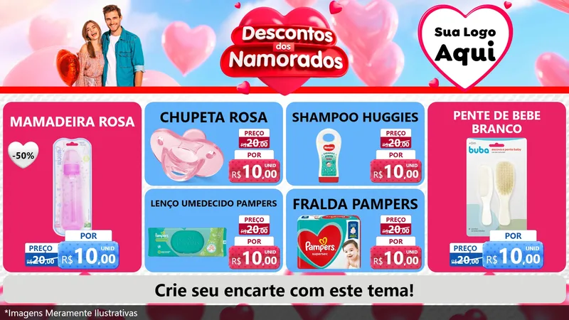Modelo de TV para TV Horizontal com o tema Descontos dos Namorados para Bebês
