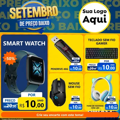 Modelo de Rede Social para Feed Facebook com o tema Setembro De Preço Baixo para Informática