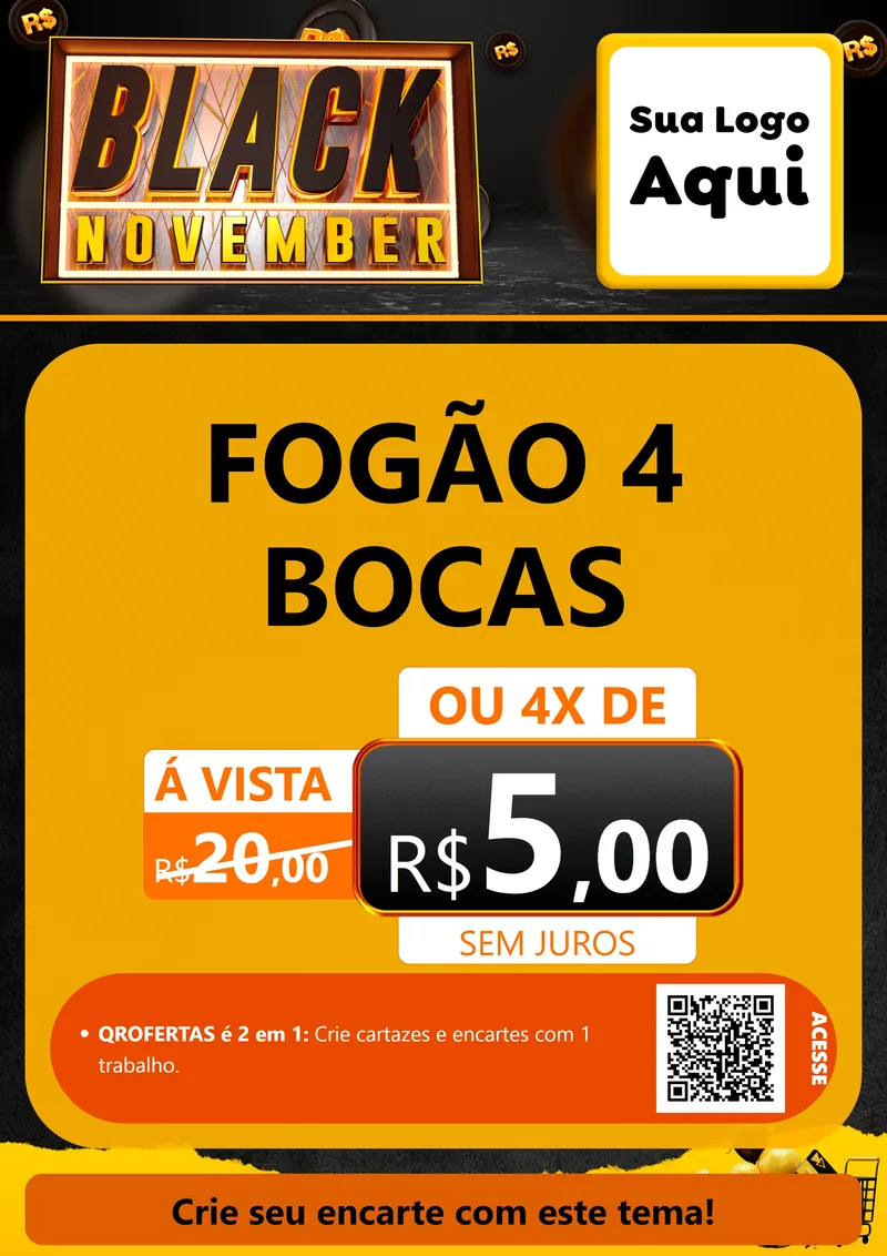 Modelo de Cartaz para Cartaz A4 Vertical com o tema Black November para Móveis e Eletro