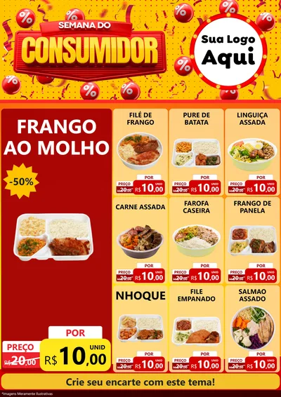 Modelo de Encarte para Encarte A4 Vertical com o tema Semana do Consumidor para Restaurante