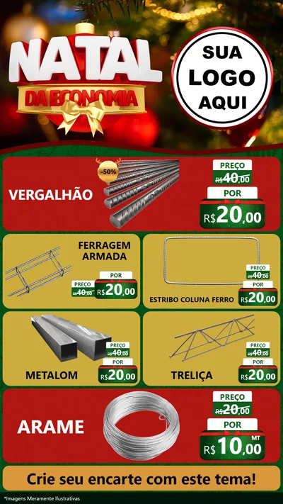 Modelo de TV para TV Vertical com o tema Natal da Economia para Ferragens
