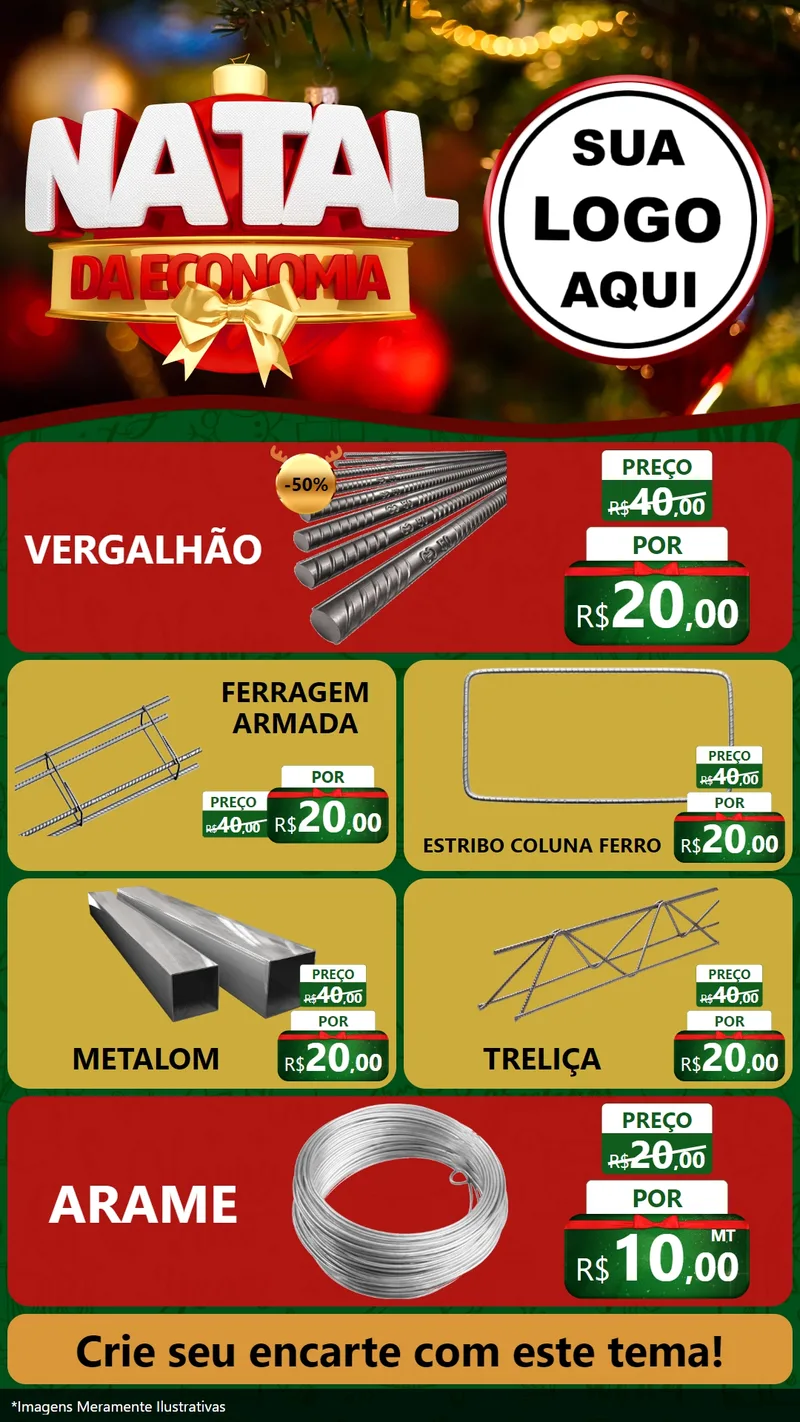 Modelo de TV para TV Vertical com o tema Natal da Economia para Ferragens