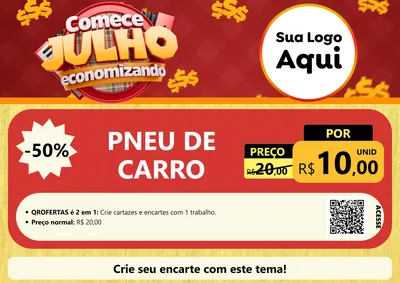 Modelo de Cartaz para Cartaz A4 Horizontal com o tema Comece Julho Economizando para Auto peças