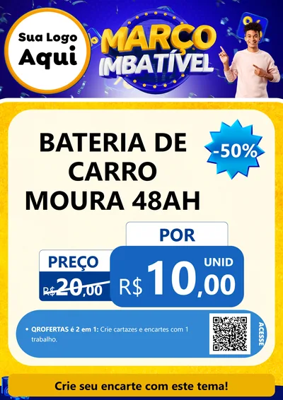 Modelo de Cartaz para Cartaz A4 Vertical com o tema Março Imbatível para Baterias Elétricas