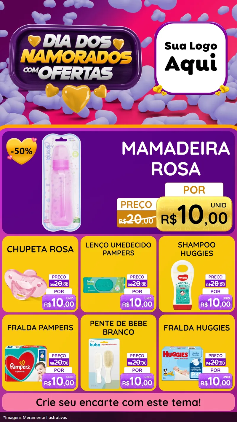 Modelo de Rede Social para Stories com o tema Dia Dos Namorados Com Ofertas para Bebês