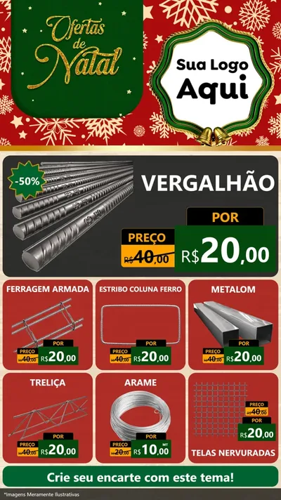 Modelo de Rede Social para Stories com o tema Natal de Ofertas para Ferragens