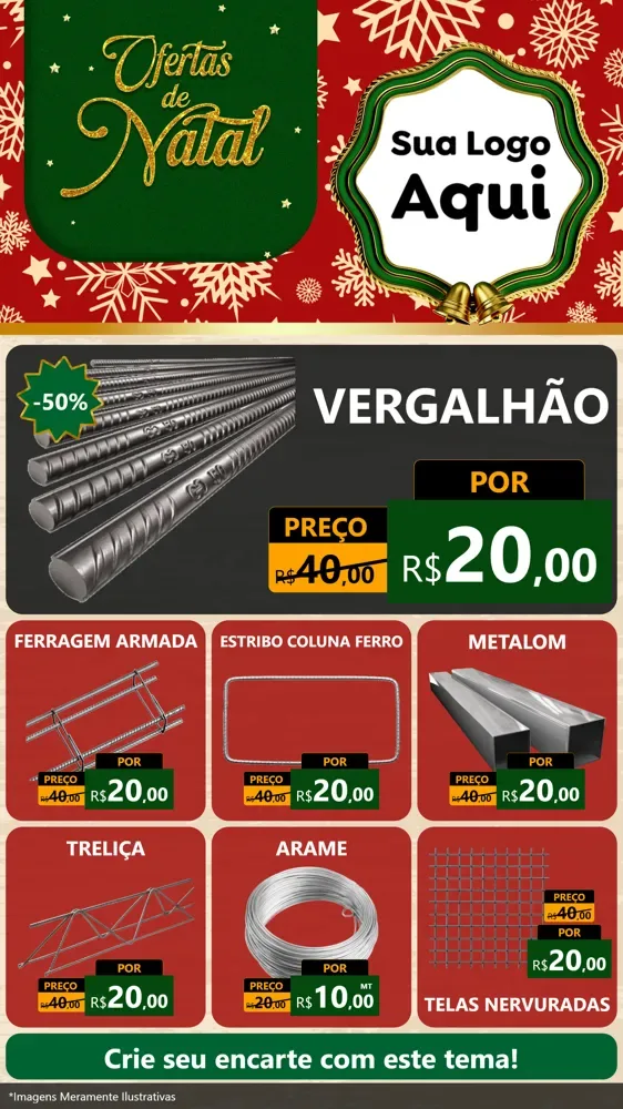 Modelo de Rede Social para Stories com o tema Natal de Ofertas para Ferragens