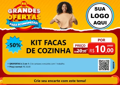 Modelo de Cartaz para Cartaz A4 Horizontal com o tema Grandes Ofertas Para Economizar! para Utilidades Domésticas