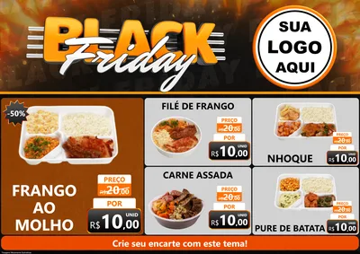 Modelo de Encarte para Encarte A4 Horizontal com o tema Black Friday para Restaurante