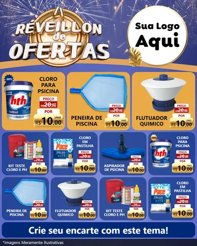 Modelo de Rede Social para Feed Instagram com o tema Réveillon de Ofertas para Produtos para Piscina