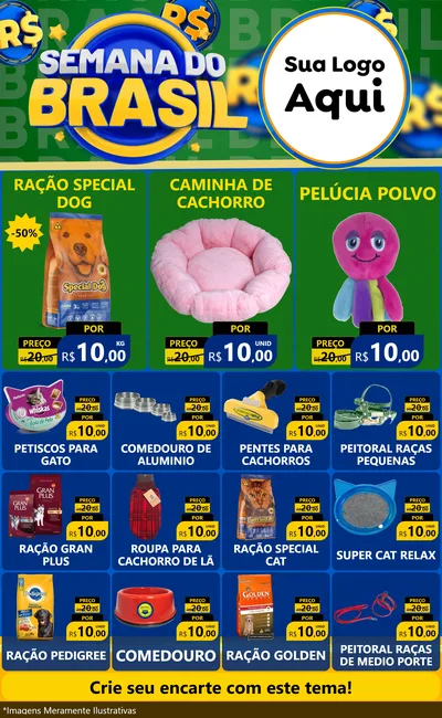 Modelo de Encarte para Encarte Grande com o tema Semana Do Brasil para Pet Shop